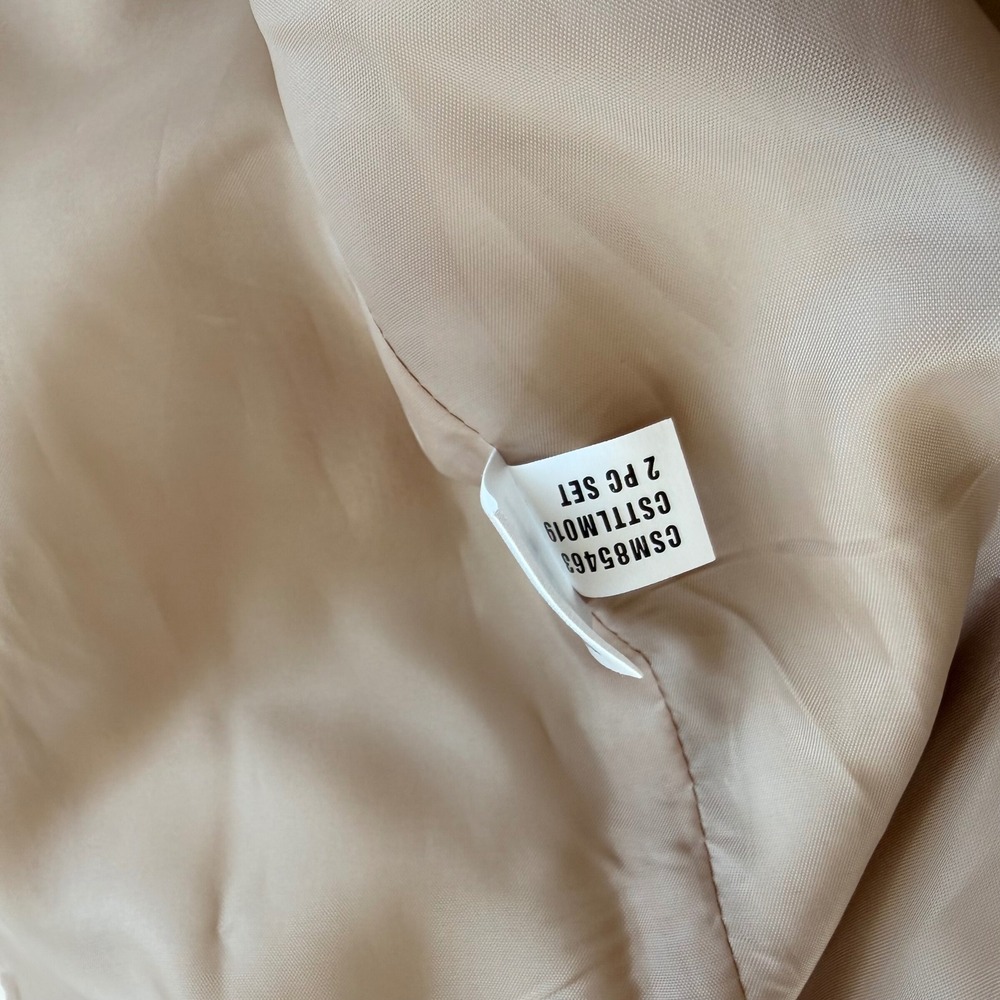 Calvin Klein Beige Stretch 2 Piece Skirt Suit Double Breasted Belted Women's 8 - Picture 11 of 11